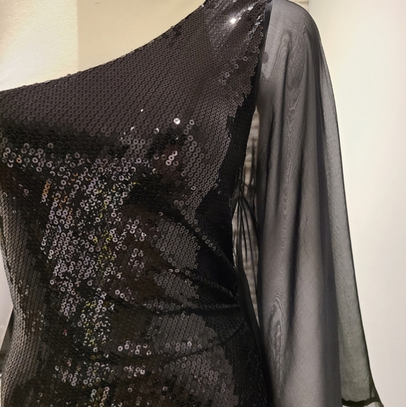 Bebe Sequin One Shoulder Party Dress. - Picture 3 of 10